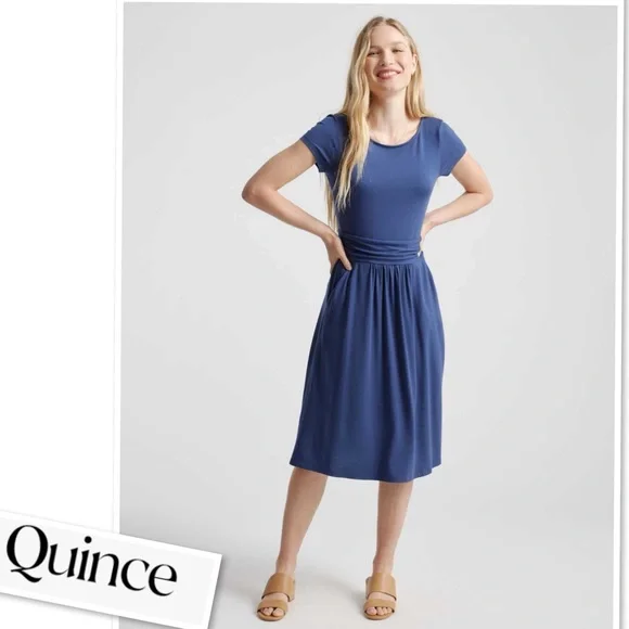 Quince | Dresses | Quince Tencel Jersey Ruched Waist Dress In Navy Size Xl  | Poshmark